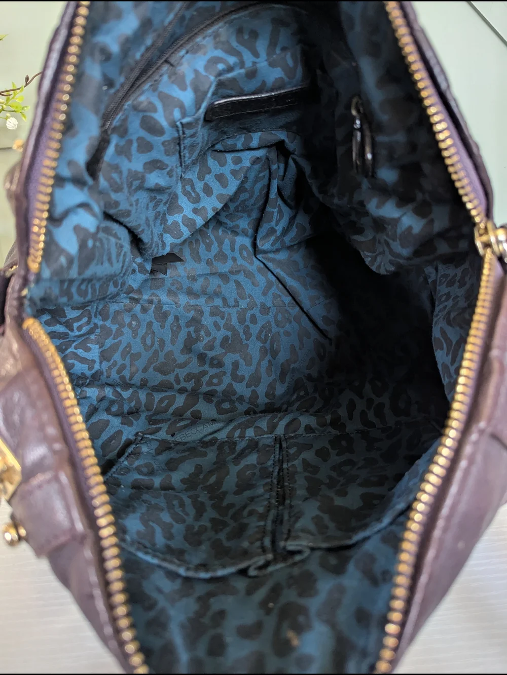 Rebecca Minkoff Plum Leather Shoulder Satchel with Gold Hardware